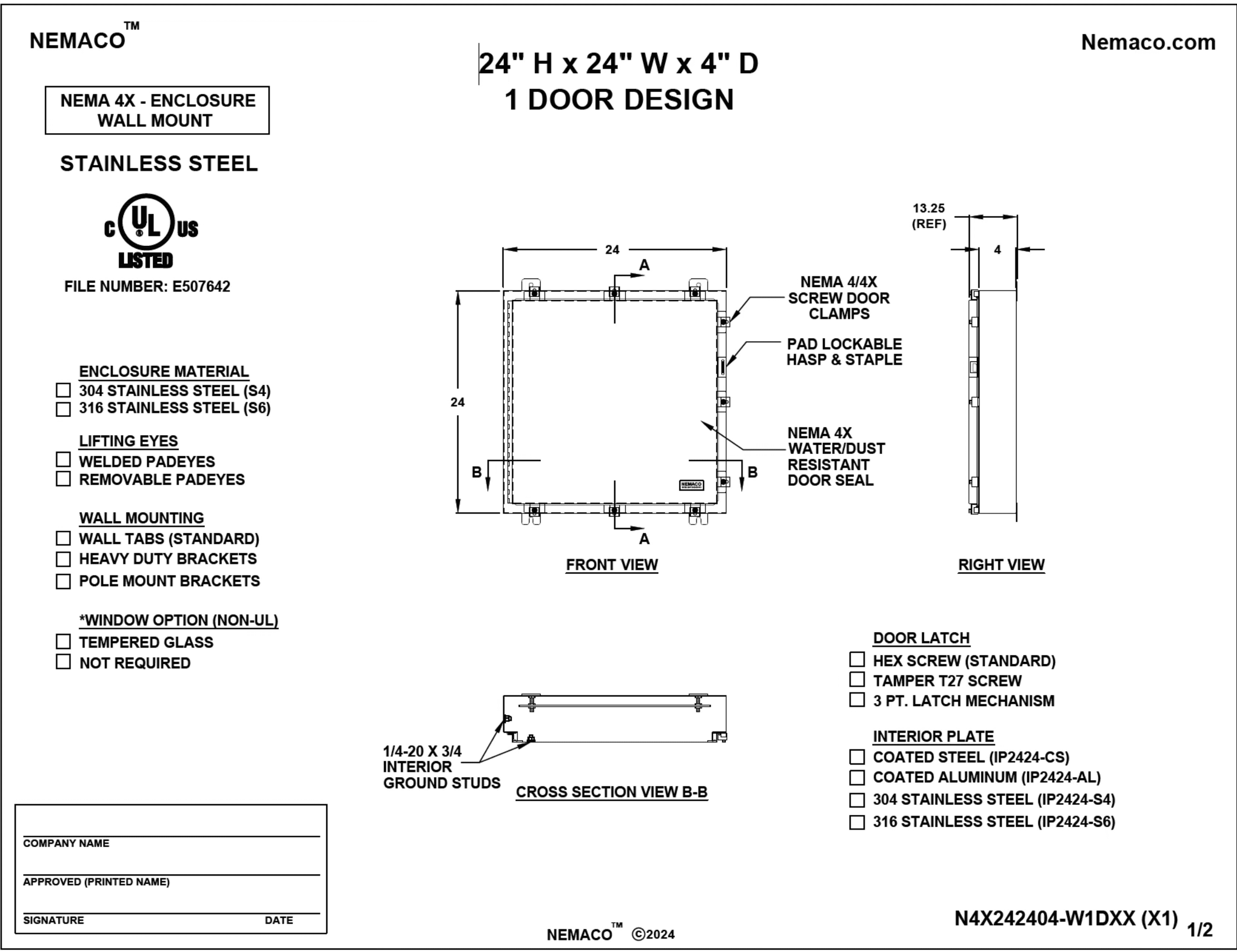 Standard spec drawing