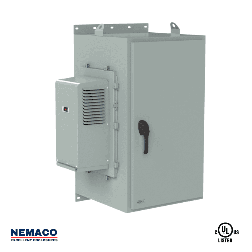 Nemaco ServerPro 4 NEMA 4 aluminum server rack enclosure, 1 front door, wall mount