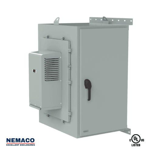 Nemaco ServerPro 4 NEMA 4 aluminum server rack enclosure, 2 doors (front & rear), wall mount