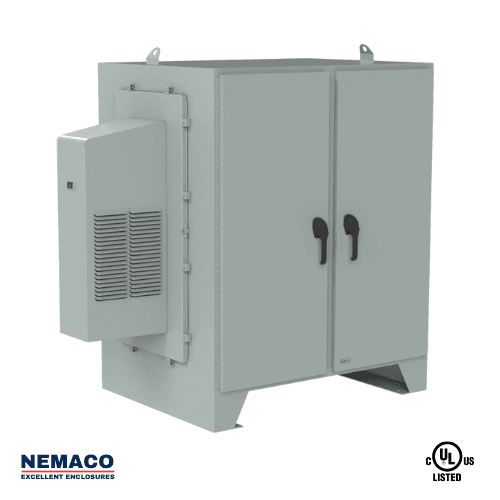 Nemaco ServerPro 4 NEMA 4 aluminum server rack enclosure, 2 front doors, floor mount