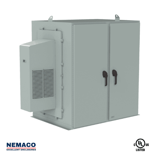 Nemaco ServerPro 4 NEMA 4 aluminum server rack enclosure, 2 front doors, free standing