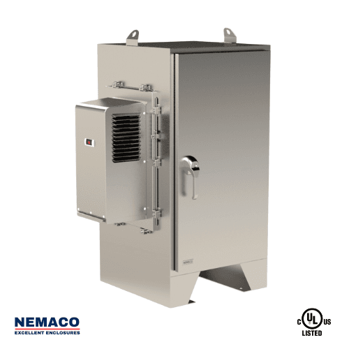 Nemaco ServerPro 4X NEMA 4X stainless steel server rack enclosure, 1 front door, floor mount