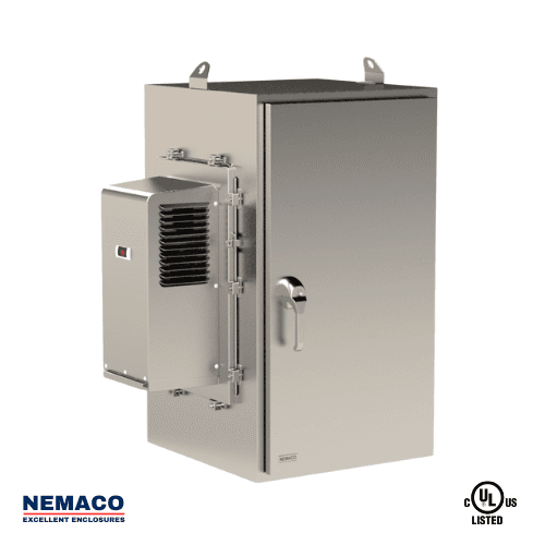 Nemaco ServerPro 4X NEMA 4X stainless steel server rack enclosure, 2 doors (front & rear), free standing