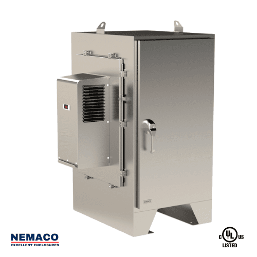 Nemaco ServerPro 4X NEMA 4X stainless steel server rack enclosure, 2 doors (front & rear), floor mount