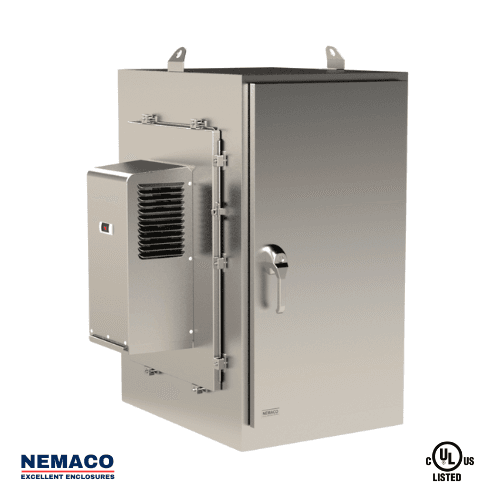 Nemaco ServerPro 4X NEMA 4X stainless steel server rack enclosure, 2 doors (front & rear), free standing