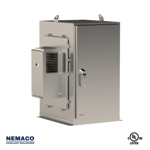 Nemaco ServerPro 4X NEMA 4X stainless steel server rack enclosure, 2 doors (front & rear), free standing