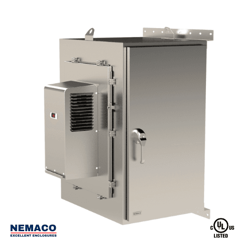 Nemaco ServerPro 4X NEMA 4X stainless steel server rack enclosure, 2 doors (front & rear), wall mount