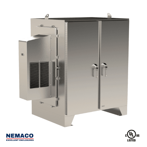 Nemaco ServerPro 4X NEMA 4X stainless steel server rack enclosure, 2 front doors, floor mount