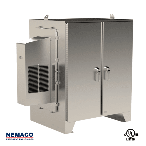 Nemaco ServerPro 4X NEMA 4X stainless steel server rack enclosure, 4 doors (front & rear), floor mount