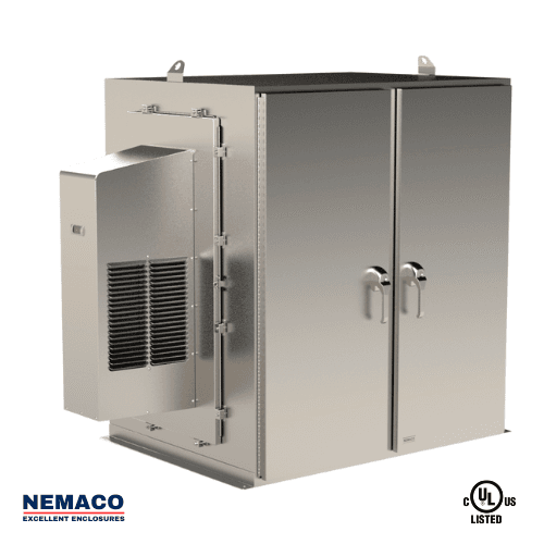 Nemaco ServerPro 4X NEMA 4X stainless steel server rack enclosure, 4 doors (front & rear), free standing