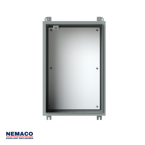 RainPro 3R NEMA 3R electrical control cabinet interior view with door open